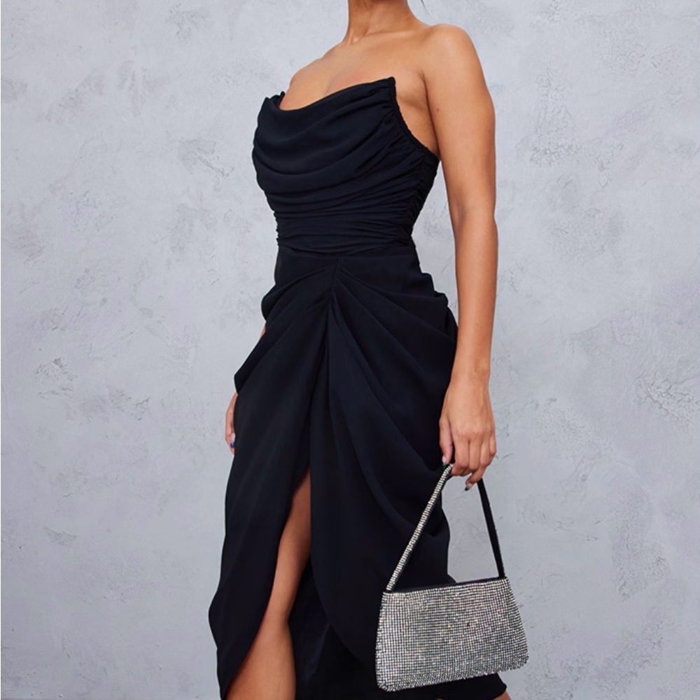 PrettyLittleThing Strapless Black Dress